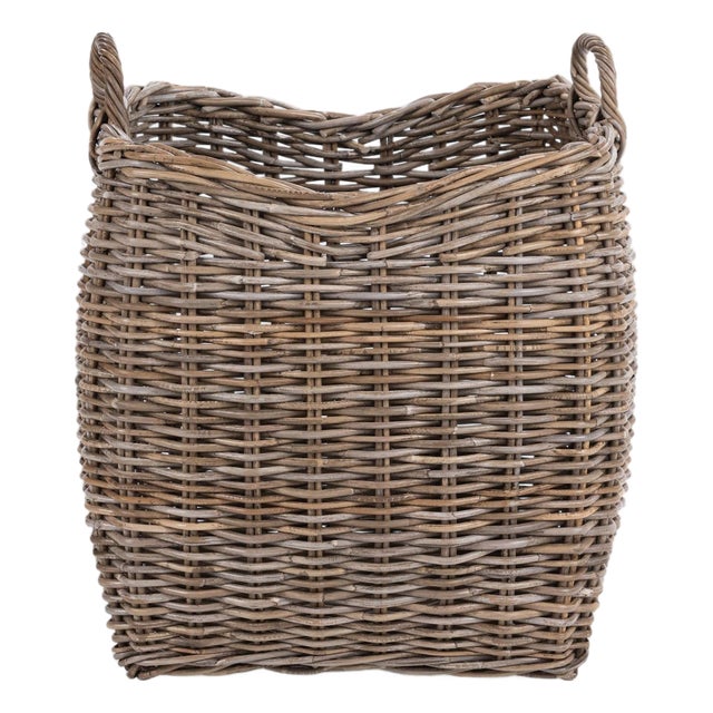 Grey Wash Rattan Basket For Sale