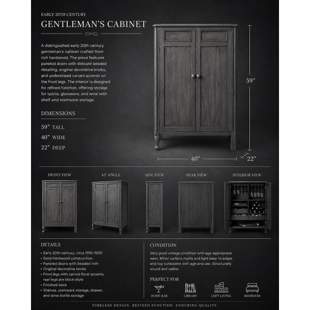 Cabin Vintage Gentleman’s Dressing Cabinet in Old Chapel Satin Walnut™ — Refinished Bar Conversion, Bookmatched Walnut Doors For Sale - Image 3 of 12