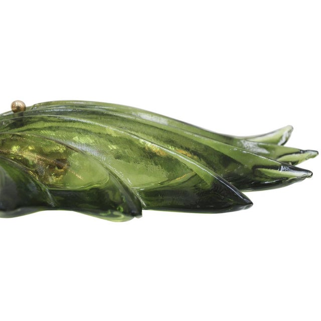 Gold Floral Murano Glass Wall Sconces in Green, 2000, Set of 2 For Sale - Image 8 of 13