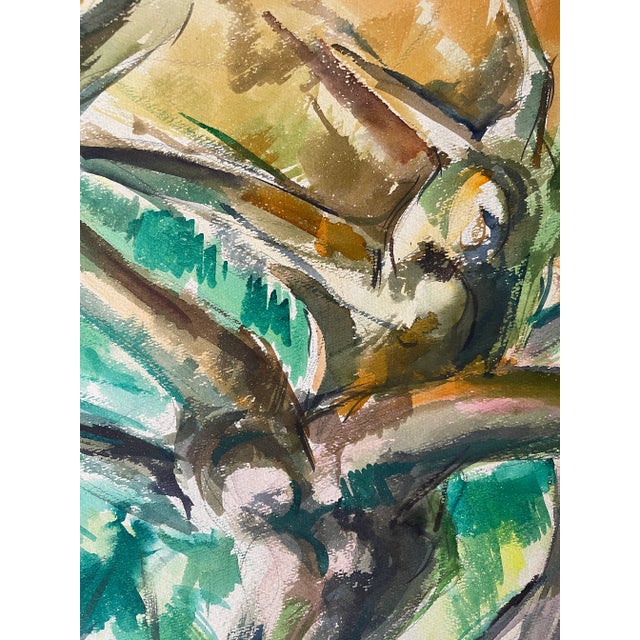 Vintage MCM Abstract Watercolor on Heavy Paper For Sale - Image 4 of 10