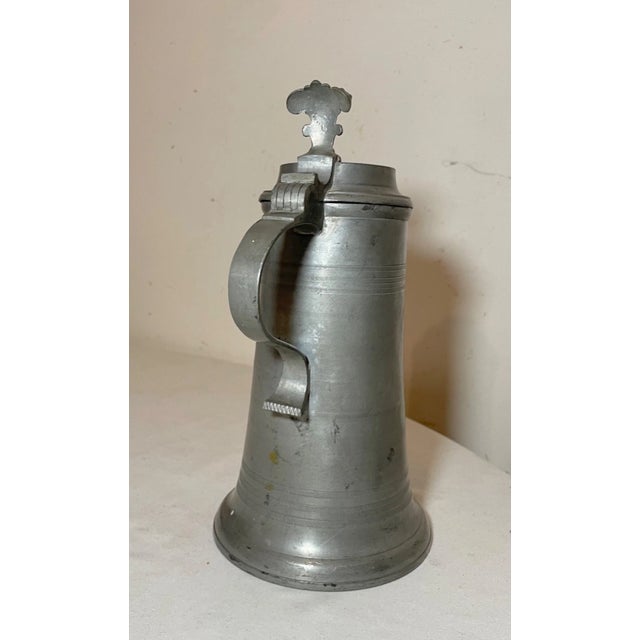 Rare Antique 1876 1 Liter Handmade Engraved Pewter Flagon Tankard Pitcher Stein For Sale - Image 9 of 12