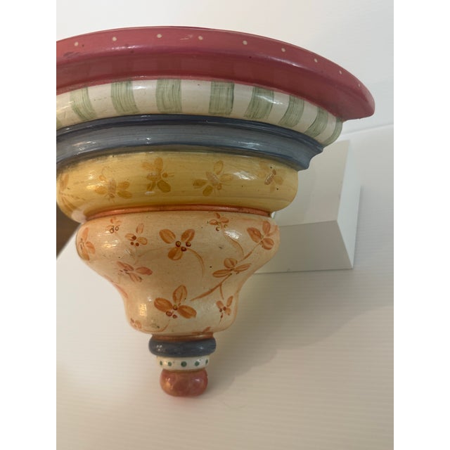 Signed Nance Aitchison 1998 Hand Painted Tuscan Wall Shelf Bracket For Sale - Image 9 of 12