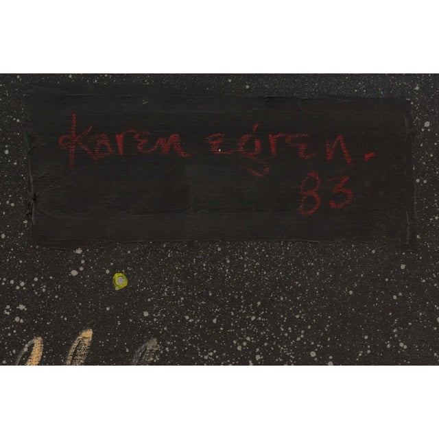 Karen Egren – Untitled 1983 Signed Acrylic on Canvas Memphis Postmodern Painting For Sale In Detroit - Image 6 of 8