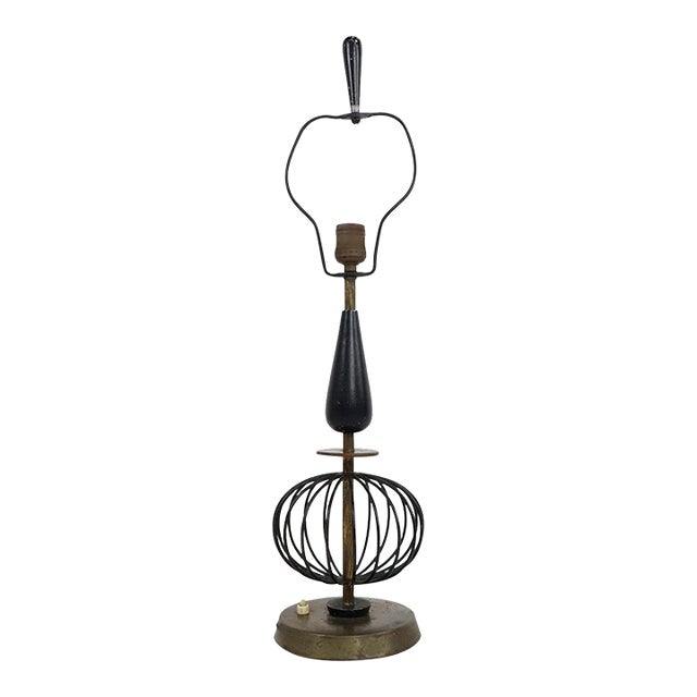 1950s Arturo Pani Mid-Century Modern Iron & Brass Lamp For Sale