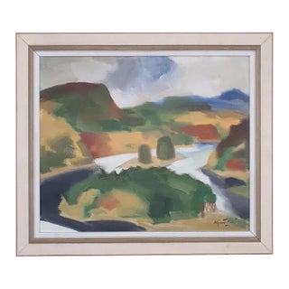 1950s Mid Century Swedish Modernist Landscape by Ivar Hjertqvist For Sale