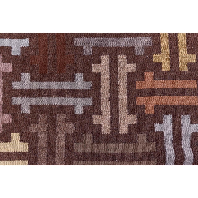 1950s Vintage Swedish Flat Woven Runner Doris Leslie Blau For Sale - Image 5 of 8