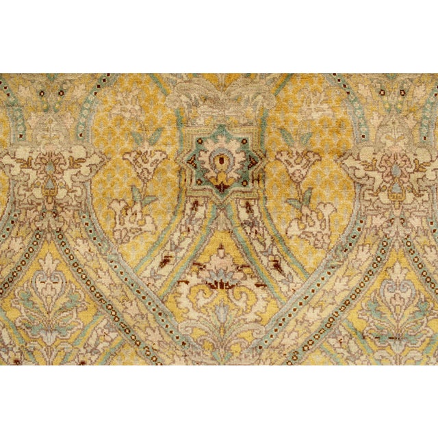 Art Nouveau 1990's Pak-Persian Gold/Green Wool Rug - 6'0'' X 8'7'' For Sale - Image 4 of 9