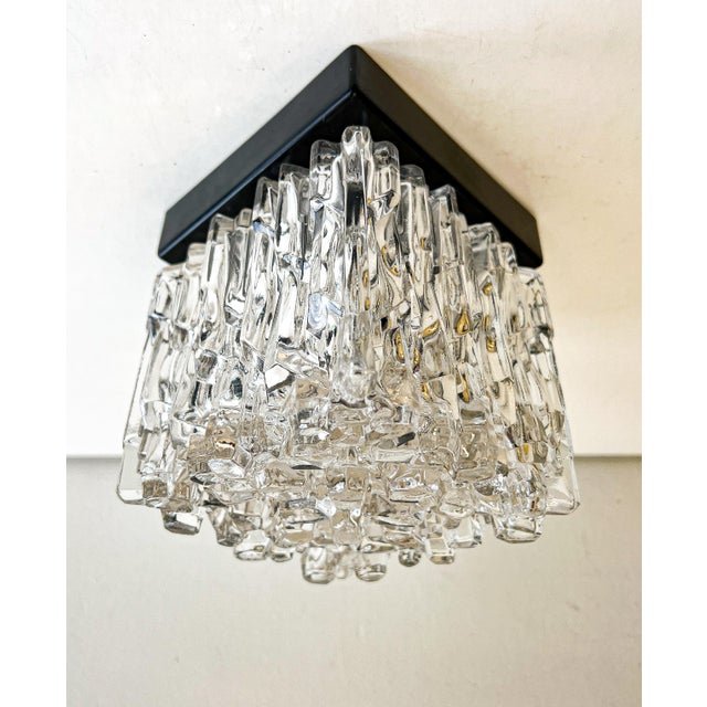 Textured Ice Glass Square Flushmount in the style of Helena Tynell, 1960s For Sale - Image 11 of 15