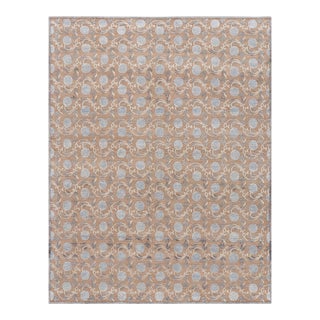 Rug & Kilim’s Modern Block Print Rug in Brown with Blue Floral Patterns - 3x5 For Sale