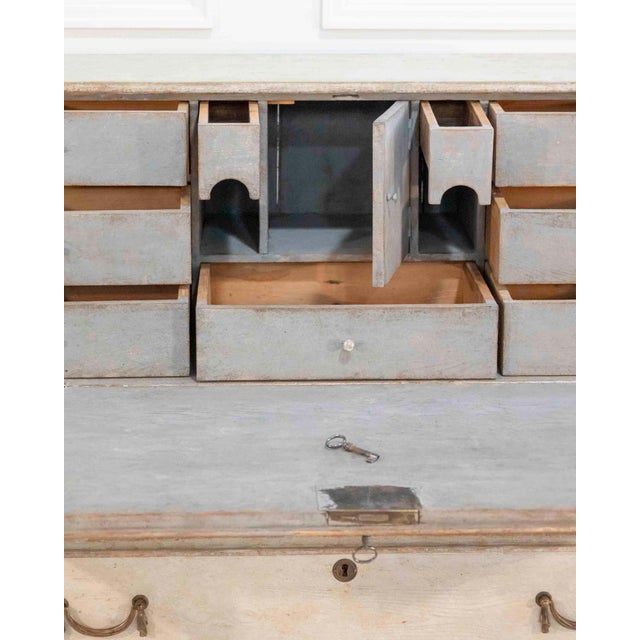 Wood Mid-19th Century Swedish Painted Secretary in Pine, circa 1840–1850 For Sale - Image 7 of 12