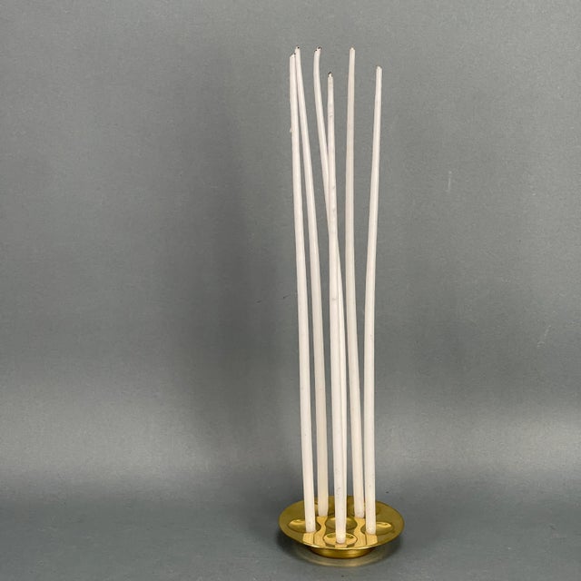 Vintage 1970s Deadstock Dansk Jhq Jens Quistgaard Brass Saucer Spray Taper Candle Set For Sale - Image 13 of 13