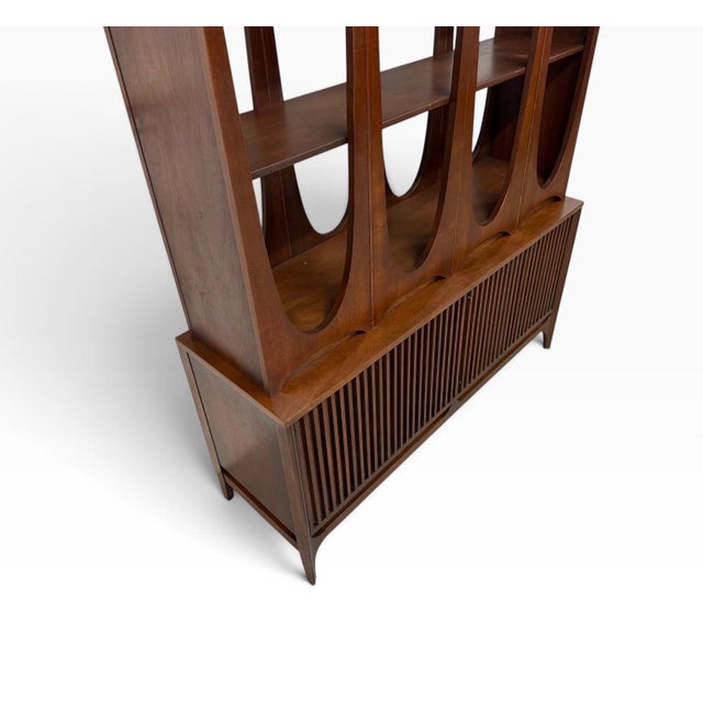 1960s Mid-Century Modern Broyhill Brasilia 2-Piece Walnut Room Divider - Refinished! For Sale - Image 5 of 9