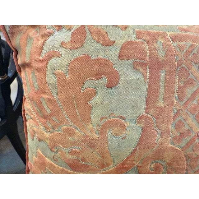 Spanish Pair of Rare Quilted Fortuny Pillows With Tassel Motif, Italy For Sale - Image 3 of 5