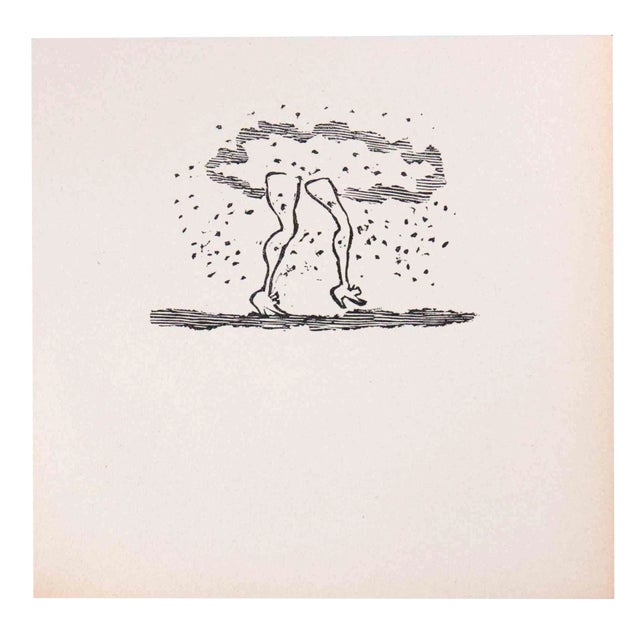 Mino Maccari, Mystical Legs, Original Linocut, 1951 For Sale