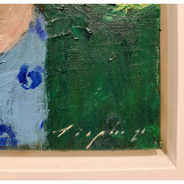 Textile Malcolm Liepke -Young Girl in Deep Meditation -Oil Painting For Sale - Image 7 of 9