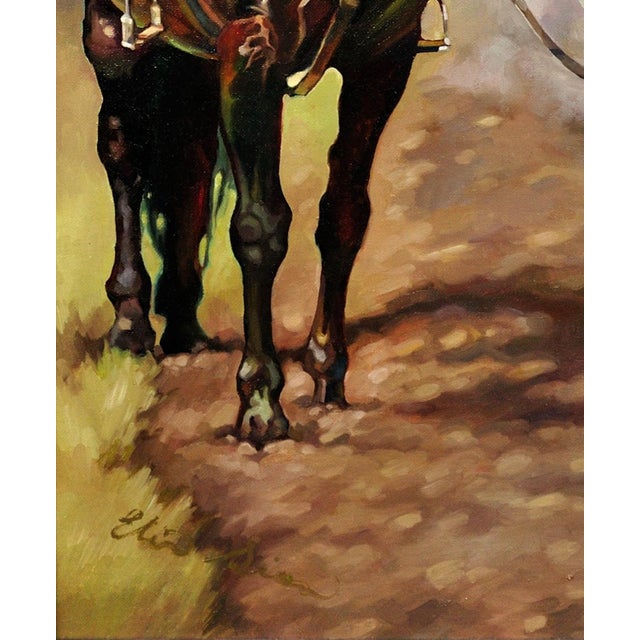 Brown Elin Sian Blake, Black Bay Horse, WWI, 21st Century, Oil on Canvas For Sale - Image 8 of 18