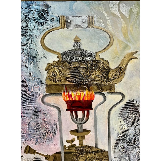 Brown Eliezer Weishoff, Jerusalem Samovar Israeli Judaica Eliezer Weishoff Oil Painting Bezalel Artist, 1973 For Sale - Image 8 of 12
