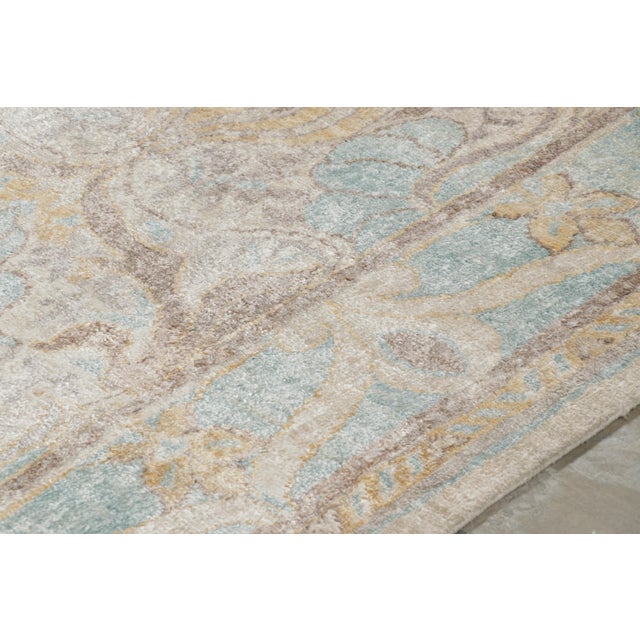 2010s Rug & Kilim’s Oushak Style Rug in Blue and Beige-Brown With Floral Patterns For Sale - Image 5 of 8