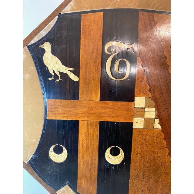 18th Century Large 1700's Heraldic Wood Marquetry Coat of Arms Crest Shield Plaque Sculpture For Sale - Image 5 of 12
