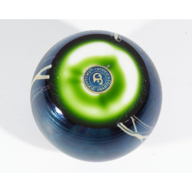 1970s 1976 Iridescent Art Glass Paperweight by Orient & Flume For Sale - Image 5 of 8