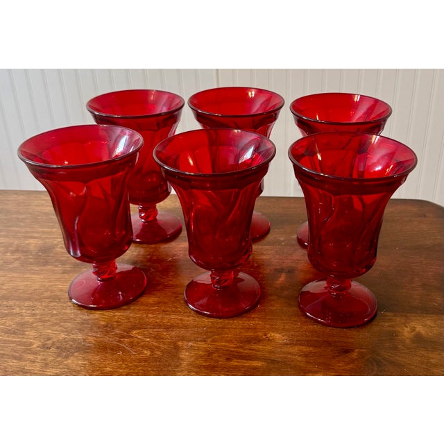 Ruby Red Mid 20th Century Fostoria Jamestown Ruby Red Ice Tea Glasses - Set of 6 For Sale - Image 8 of 12