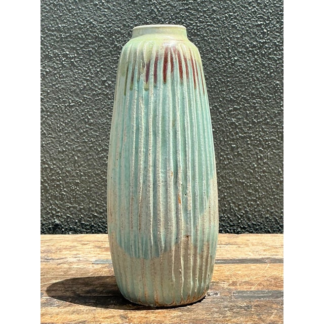 Late 20th Century Vintage Drip Glazed Ceramic Vase For Sale - Image 5 of 12