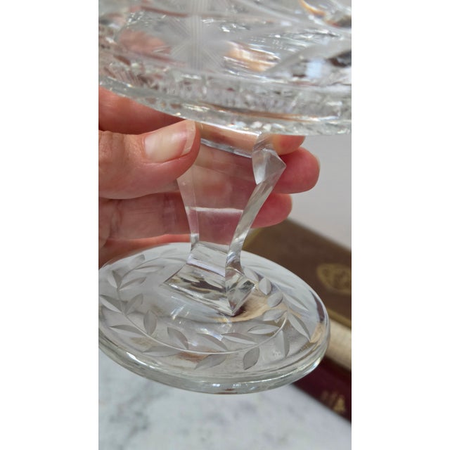 Vintage Cut Glass Star and Leaf Pedestal Compote For Sale - Image 18 of 18