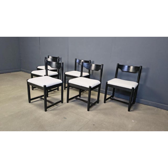 Black Vintage Black Wooden Dining Chairs, 1970s, Set of 6 For Sale - Image 8 of 15