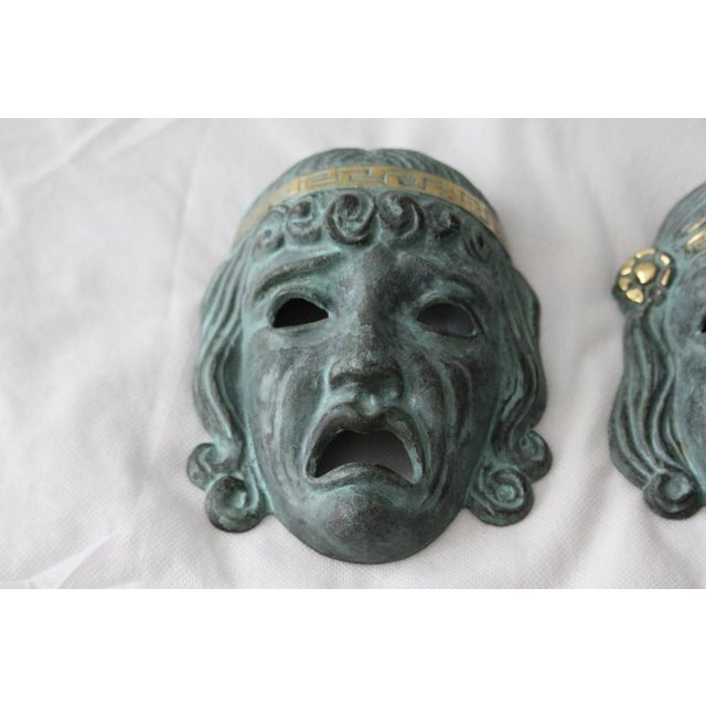 Bronze Theater Drama Masks, 1950s, Set of 2 For Sale - Image 6 of 18