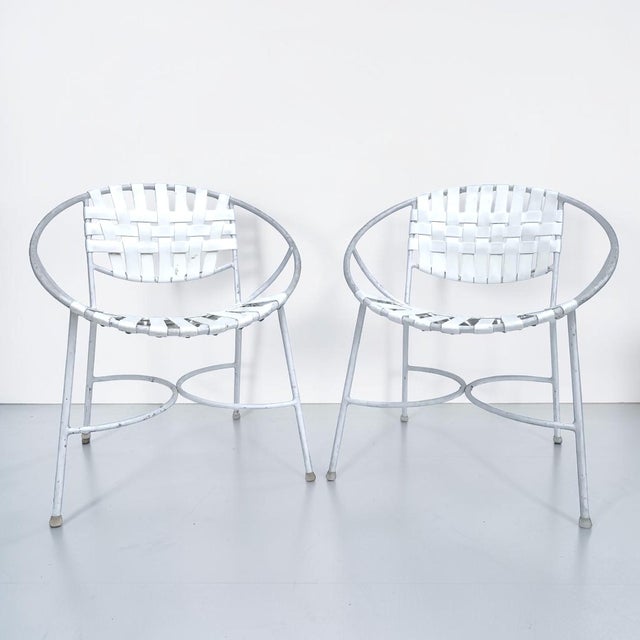 1960s Mid-Century Modern Wrought Iron Patio Radar Chairs - a Pair For Sale - Image 4 of 7