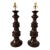 1960s Large Glossy Brown MId Century Modern Ribbed Ceramic Table Lamps - a Pair For Sale