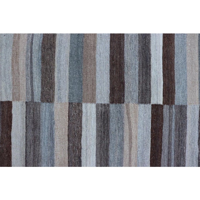 Modern Flat-Weave Kilim Rug in Multi-Panel Striped Design in Earthy Tones For Sale - Image 10 of 13