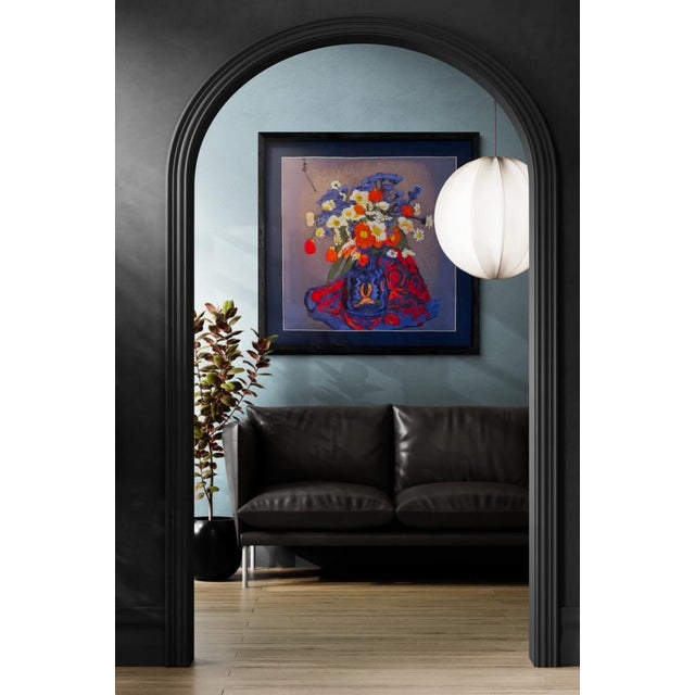 Late 20th Century Large and Dramatic Asian Floral Print on Silk For Sale In Seattle - Image 6 of 6