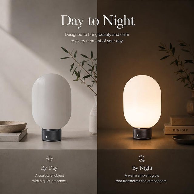 Aloadecor Modern Opal Glass Cordless Rechargeable Table Lamp Unique/Statement Dimmable Led Bedside Lamp For Sale - Image 4 of 12