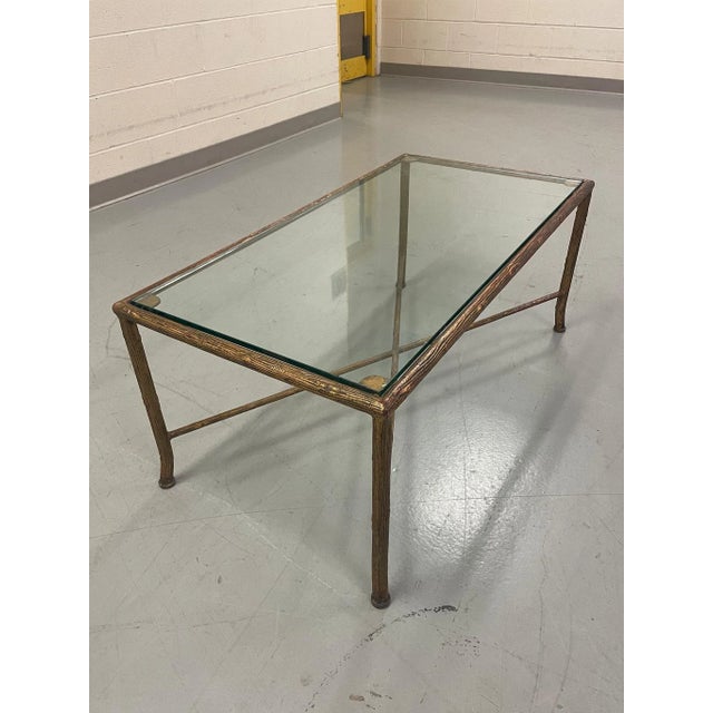 Maison Jansen Vintage Glass and Gilt Metal Coffee Table Attributed to Maison Jansen For Sale - Image 4 of 9