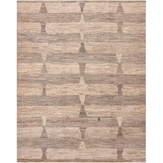 Geometrically Designed Brown Tones Modern Central Asian Rug For Sale