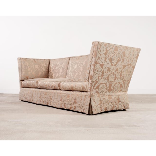 Late 20th Century Donghia Shelter-Arm Sofa Fortuny Style Damask Champagne Fabric For Sale - Image 5 of 18