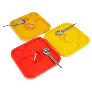 Austrian Party Palette and Spork Set by Amboss, 1970s, Set of 6 For Sale