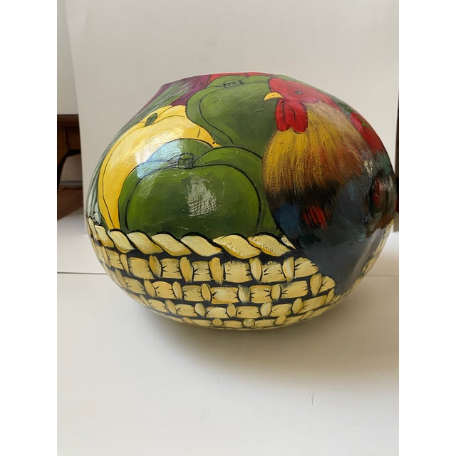 Rustic Vintage Hand Painted/Signed by Artist Large Gourd For Sale - Image 3 of 12