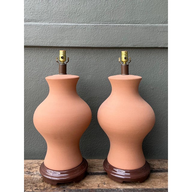 Rustic Vintage Terracotta Table Lamps - Pair For Sale - Image 3 of 18