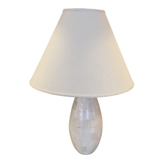 Hand - Made Bone Tile Tabletop Lamp For Sale