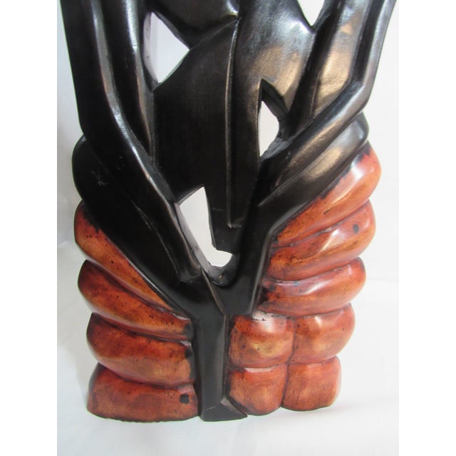 Vintage African Wood Carved Wall Decor 2 Ladies For Sale - Image 4 of 10