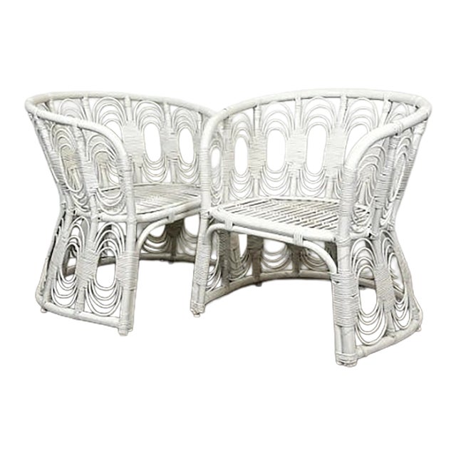 Vintage Rattan Lounge Chairs- A Pair For Sale