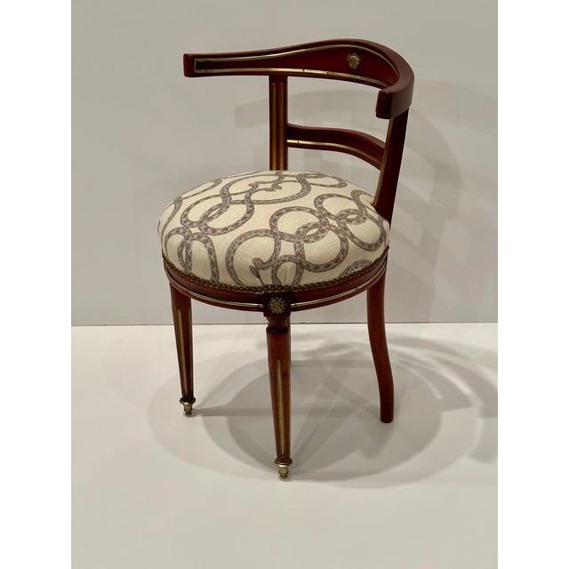 Traditional Rare Empire Mahogany and Brass Inlaid Chair For Sale - Image 3 of 11