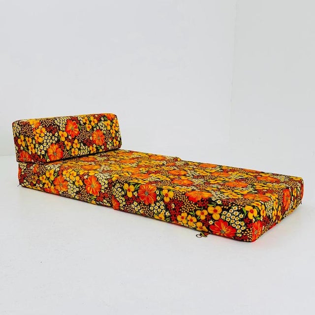 Orange Mid-Century Space Age Lounge Chair with Floral Pattern, Germany, 1980s For Sale - Image 8 of 10