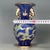 Deep Blue Gilded Dragon Porcelain Vase, Twin Gold Ring Handles Decorative Vase For Sale - Image 4 of 9