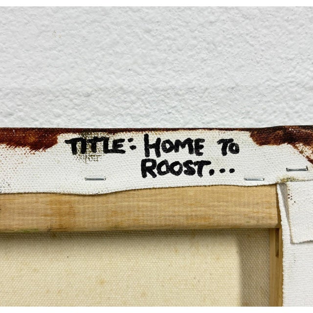 Textile "Home to Roost" - Original Oil on Canvas by Steve Le Bailly For Sale - Image 7 of 9