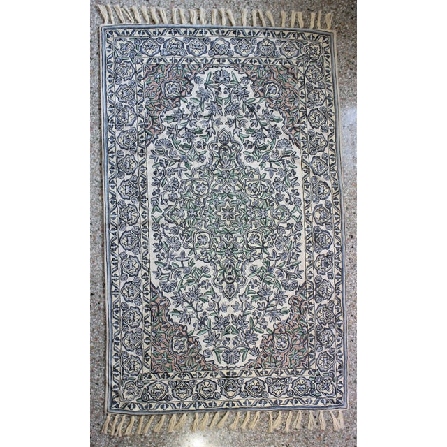 Beautiful traditional embroidered crewel rug or tapestry from a Palm Beach estate - probably was used as a throw as it...