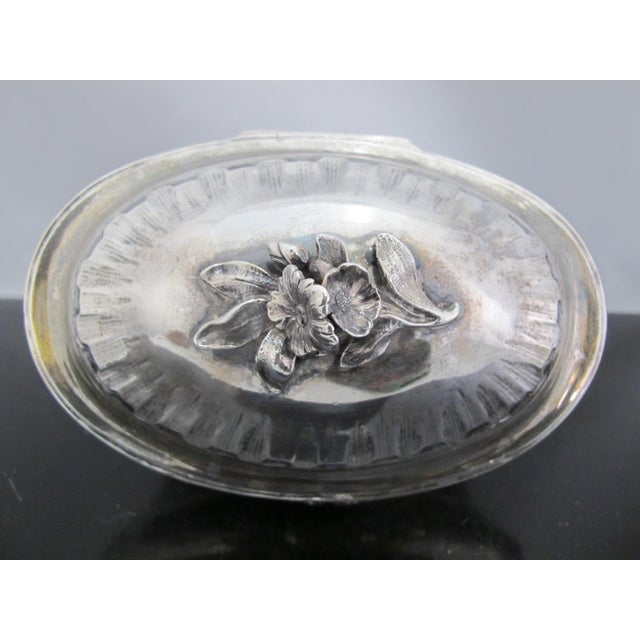 Swedish Rococo Style Sterling Silver Floral Sugar Box Casket With Hinged Lid For Sale - Image 9 of 12