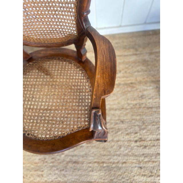 French Vintage Louis XV Style Caned Armchairs For Sale - Image 3 of 12